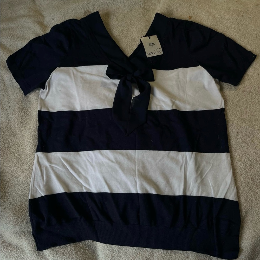 Leo and ugo designer striped top bow